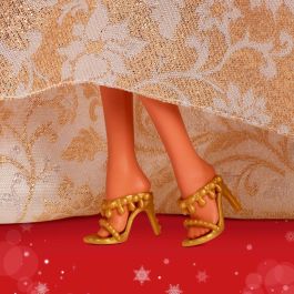 Barbie Jbh97 Muñeca Holiday Morena 2025 con Vestido Plateado y Dorado Edición Especial de Lujo Mattel