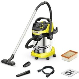 Karcher WD 6 PS V-30/8/35/T Aspirador en Seco y Húmedo 1300W con Depósito Inoxidable 30L, Función Soplador y Toma de Corriente para Taller
