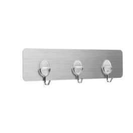 Inofix 1293-7 Colgador adherente reutilizable con 3 ganchos móviles acero inoxidable, soporta 10kg, para cocina/baño