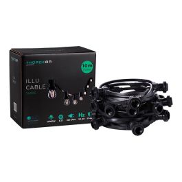 Thorgeon Guirnalda 30 portalámparas E27 IP44 30m Cable Negro 2000w 220-240v