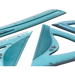 Liderpapel Juego Reglas Escuadra 20cm Cartabón 18cm Regla 30cm Semicírculo 10cm Ecouse 100% PET Reciclado Anti Rotura