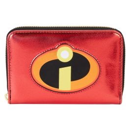 Loungefly Cartera 20th Anniversary Los Increíbles Disney Pixar Billetera de Piel Vegana Metalizada con Cremallera y Ranuras para Tarjetas