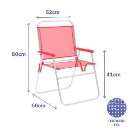 Marbueno Silla Plegable Aluminio Coral Playa y Piscina 52X56X80 cm 10357