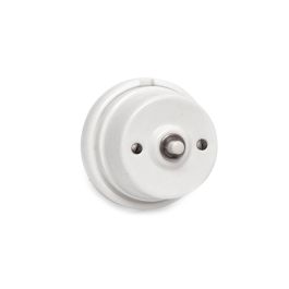 Edm Pulsador Timbre Vintage Superficie Porcelana Blanco 2A 250V Ø80mm