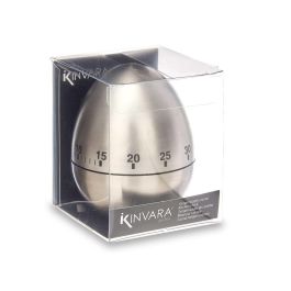 Kinvara Temporizador de Cocina Huevo de Acero Inoxidable 6x7.5x6 cm (24 Unidades)