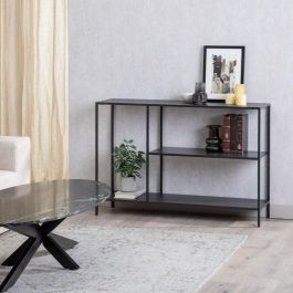 Mueble de TV 120,5 x 30 x 81,3 cm Negro Acero