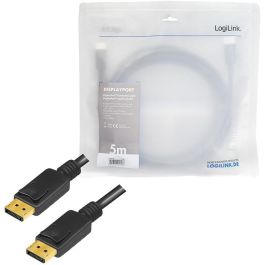 LogiLink Cable DisplayPort a DisplayPort 8K/60Hz 5m, Macho/Macho, Versión 1.4, Soporta 4K, 32.4 Gbit/s, Negro