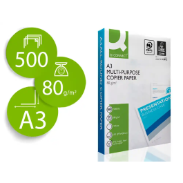 Q-connect Papel Multifuncion DIN A3 80gr Paquete 500 Hojas Blanco Certificado PEFC Precio: 13.50000025. SKU: B1FG6PP55L