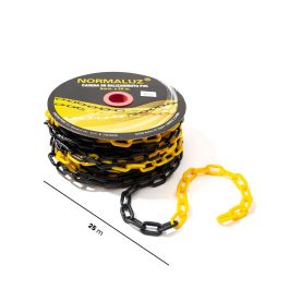 Normaluz Cadena plástica amarilla y negra, 6mm x 25m para delimitar y señalizar