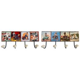 DKD Home Decor Perchero de Pared Vintage de Metal Multicolor con Motos 40x7x18 cm (4 Unidades)
