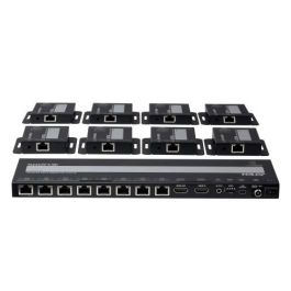 ATEN VS1828KIT-AT-G Splitter HDMI 8 Puertos 4K Cat 6 con Salida HDMI Local, Receptores IR y PoC