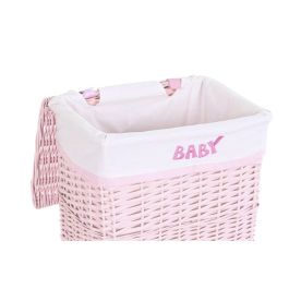 DKD Home Decor Cesta de Ropa para Bebé, Set de 5, Rosa, Mimbre y Poliéster, 34x44x56 cm DKD Home Decor Cesta de Ropa para Bebé, Set de 5, Rosa, Mimbre y Poliéster, 34x44x56 cm