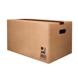 Caja Para Embalar Q-Connect Americana Con Asas Carton Reciclado Canal Simple 5 mm Color Kraft 500x340x310 mm 25 unidades