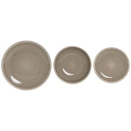 Vajilla Basicos DKD Home Decor Gris Beige 27 x 3 x 27 cm Set de 18 Vajilla Basicos DKD Home Decor Gris Beige 27 x 3 x 27 cm Set de 18