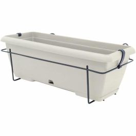 Kit macetero con soporte metálico y bandeja integrada - GARDEN ID Teramo - Blanco 50 cm - Efecto piedra - Reciclado/reciclable Precio: 35.50000003. SKU: B1CFW2KSB9