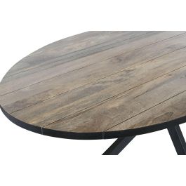 DKD Home Decor Mesa Comedor Loft 100 x 76 x 200 cm Metal Mango Natural Negro