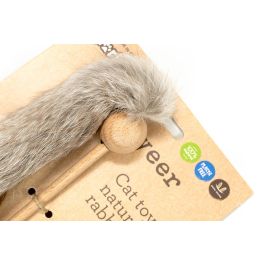 Gloria Palo con Gusano de Piel de Conejo para Gato Juguete Natural Hecho en España