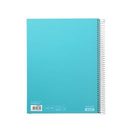 Cuaderno Espiral Liderpapel A4 Micro Jolly Tapa Forrada 140H 75 gr Cuadro 5 mm 5 Bandas4 Taladros Color Celeste