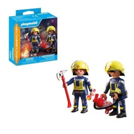 Playmobil Set de Bomberos con 2 Figuras, Hacha, Linterna y Extintor. Edad +3 años.