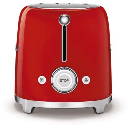 Smeg TSF02RDEU Tostadora de Pan para 4 Rebanadas, 2 Ranuras, Diseño Retro Estilo Años 50, Color Rojo