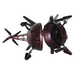 DKD Home Decor Reloj Sobremesa Loft Rojo Plateado Hierro Cristal 33.5 x 22 x 23 cm (2 Unidades)