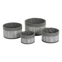 DKD Home Decor Cesta Set de 4 (2 Unidades) Gris Blanco Bambu Poliester Algodon MDF 30 x 17 x 30 cm Precio: 30.59000032. SKU: B18VGXR4AG