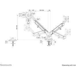 Neomounts DS70-810BL2 Soporte de Escritorio para 2 Monitores 17-32" con Resorte de Gas Pinza/Atornillado Negro