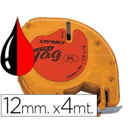 Dymo 91203 Cinta Negro Sobre Rojo, 12mm x 4M Plástico, Rotuladora Letratag Precio: 7.49999987. SKU: BIXS0721630