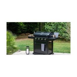 Campingaz 4 Series Onyx S 37386 Parrilla de Gas, 4 Zonas con Encendido Electrónico, Termómetro y Carro, Superficie 720 x 460 mm, Color Negro