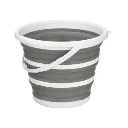 Arte Regal Cubo Plegable 10L Blanco Gris - Plástico PP/TPR - Plegado: 34x4x33 cm, Abierto: 25 cm Alto (Set de 12)