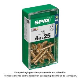 Spax 4081020450251 Tornillo Madera Cabeza Plana Yellox 4,5x25mm Caja 15 Unidades Universal Rosca Completa Cruz Z2 4CUT