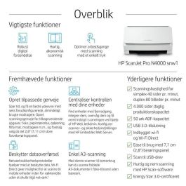 HP ScanJet Pro N4000 snw1 Escáner Alimentación de Hojas, Velocidad de 40 ppm/80 ipm, ADF de 50 páginas