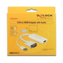 DELOCK Adaptador VGA + Audio a HDMI con Cable 62460, 0.25m, Resolución 1920x1080
