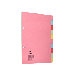 Q-connect Separador Cartulina DIN A5 Juego de 10 Separadores con Pestañas Colores Pastel Certificado Blue Angel y PEFC