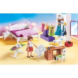 Playmobil 70208 Set de juego: Dormitorio con espacio para coser, con máquina de coser, lámparas de noche funcionales y figura