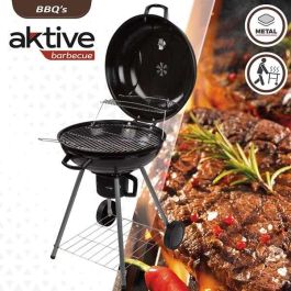 Barbacoa de carbón redonda con tapa aktive 57x86 cm Barbacoa de carbón redonda con tapa aktive 57x86 cm