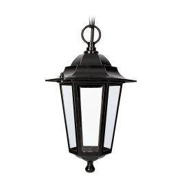 Edm Zurich Farol de Techo Exterior de Aluminio y Cristal Negro E27 60W IP44 sin Bombilla Ø19,5x90,5cm