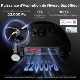 Roborock ROB1742563566143 Robot Aspirador Saros 10 Negro - 22.000 Pa - Antienredos DuoDivide - Diseño ultrafino - Cepillo FlexiArm