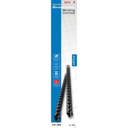 GENIE Peine de Encuadernación Plástico Negro 8mm para 45 Hojas (25 Unidades)
