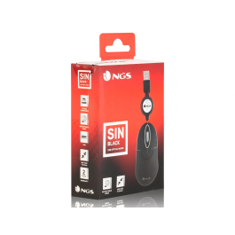 Ngs Ratón SIN USB Negro Óptico 1000 DPI Retráctil 3 Botones