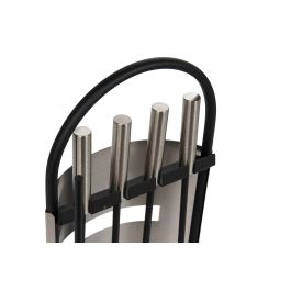 DKD Home Decor Chimenea Decorativa Moderna Acero Plateado Negro Set de 4 Piezas 51 cm Alto Desmontable