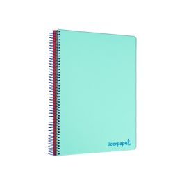 Cuaderno Espiral Liderpapel A5 Micro Wonder Tapa Plastico 120H 90 gr Cuadro 5 mm 5 Bandas 6 Taladros Color Verde