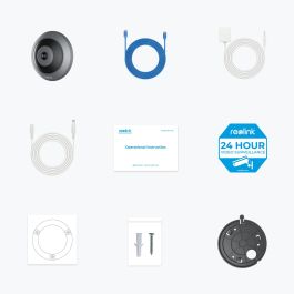 Reolink W520 Cámara de Seguridad IP Fisheye WiFi 6.5MP para Interior Techo/Pared compatible con Google Assistant