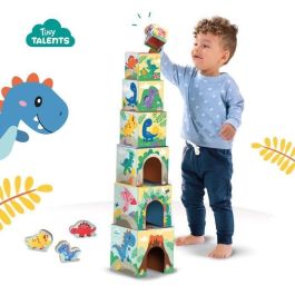 Ses Creative SES8710341132026 Torre de Habilidad Apilable de Bloques con 3 Figuras de Dinosaurios
