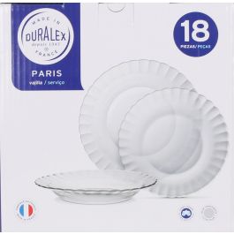 Duralex Vajilla Paris Transparente 18 Piezas (Llana 26 cm, Hondos 23 cm, Postre 20.5 cm) (2 Unidades)