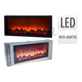 Basic & Co Chimenea Eléctrica LED Simulación Llama y Leña Carcasa Metal Negro Frontal Cristal para Colgar 57x10x25 cm Precio: 55.50000049. SKU: B1BZ2L2P6L