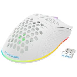 Deltaco GAM-120-W Ratón Gaming Inalámbrico y Alámbrico RGB Blanco, 4800 DPI, 7 Botones, Ergonomico para Mano Derecha, Bluetooth + USB Tipo-A, 1 ms