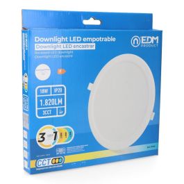 Edm Downlight LED Empotrable Redondo 18W 1820 lm 3CCT Marco Blanco Ø22,3 cm