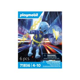 Playmobil 71836 Héroe Relámpago, Superhéroe Eléctrico con Vara de Rayos y Escudo para Niños +4 Años