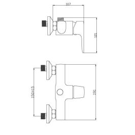 Rousseau Grifo mezclador de ducha mecánico Dunedin, cartucho cerámica Ø 35mm, cuerpo latón, mango metal, dist. centros 150mm